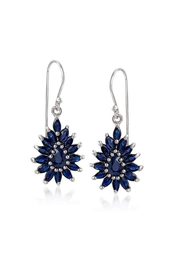 3.00 ct. t.w. Sapphire Cluster Drop Earrings in Sterling Silver, Women's, Adult