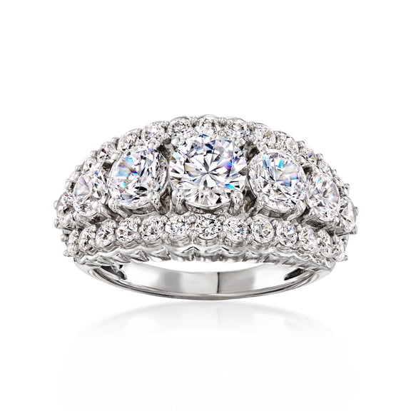 Ross-Simons 3.10 ct. t.w. CZ 3-Row Ring in Sterling Silver, Women's, Adult