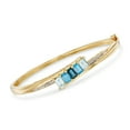 thumbnail image 1 of Ross-Simons 3.10 ct. t.w. Tonal Blue Topaz Bangle Bracelet With Diamond Accents in 18kt Gold Over Sterling, Women's, Adult, 1 of 4