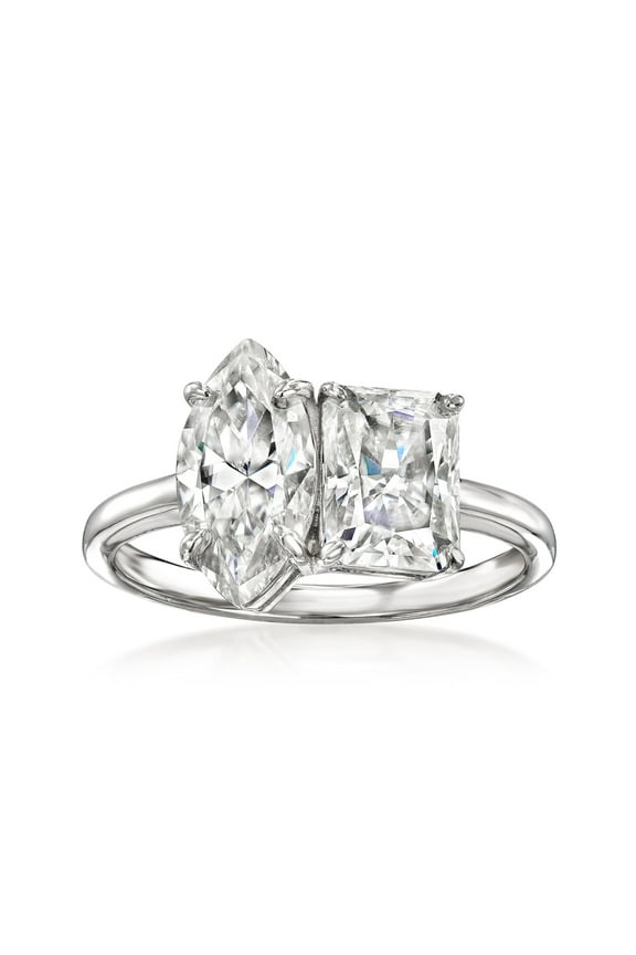 3.40 ct. t.w. Moissanite Toi Et Moi Ring in Sterling Silver, Women's, Adult