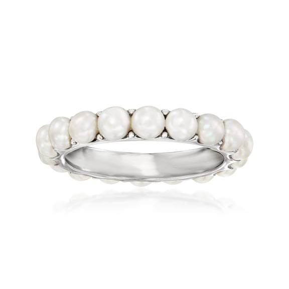 Ross-Simons 3.5-3.75mm Cultured Pearl Eternity Ring in Sterling Silver For Women, Women's, Adult