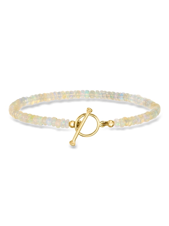 3.5-4mm Opal Bead Charm-Compatible Toggle Bracelet in 18kt Gold Over Sterling, Women's, Adult