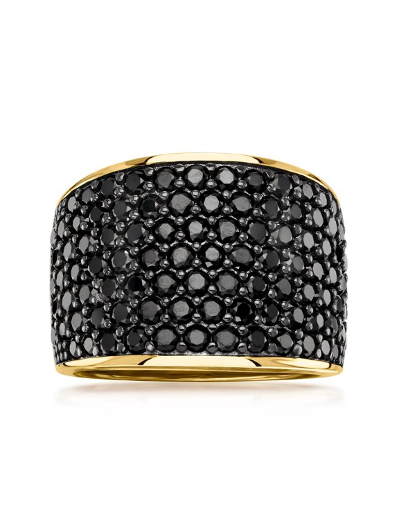 3.80 ct. t.w. Pave Black Spinel Ring in 18kt Gold Over Sterling, Women's, Adult