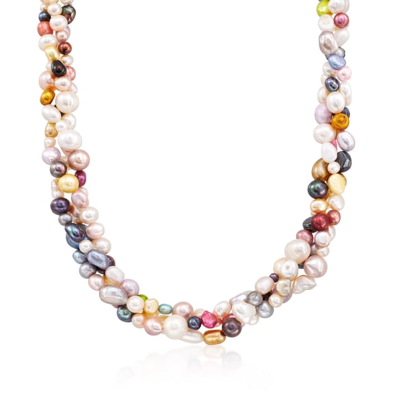 Ross-Simons 3-9mm Multicolored Cultured Pearl Torsade Necklace With Sterling Silver, Women's, Adult