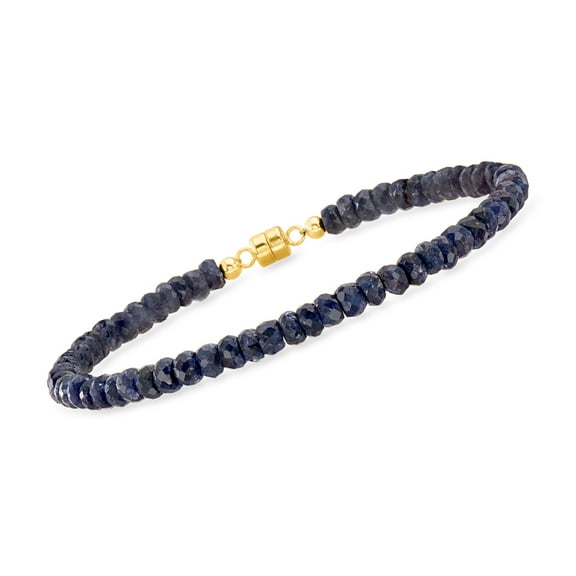 Ross-Simons 30.00 ct. t.w. Sapphire Bead Bracelet With 14kt Yellow Gold Magnetic Clasp, Women's, Adult