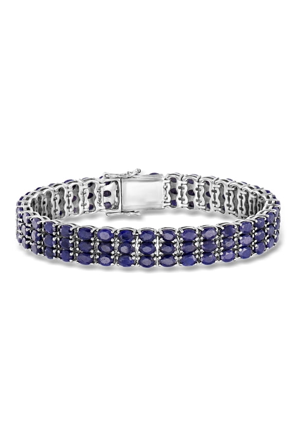 30.00 ct. t.w. Sapphire Tennis Bracelet in Sterling Silver, Women's, Adult