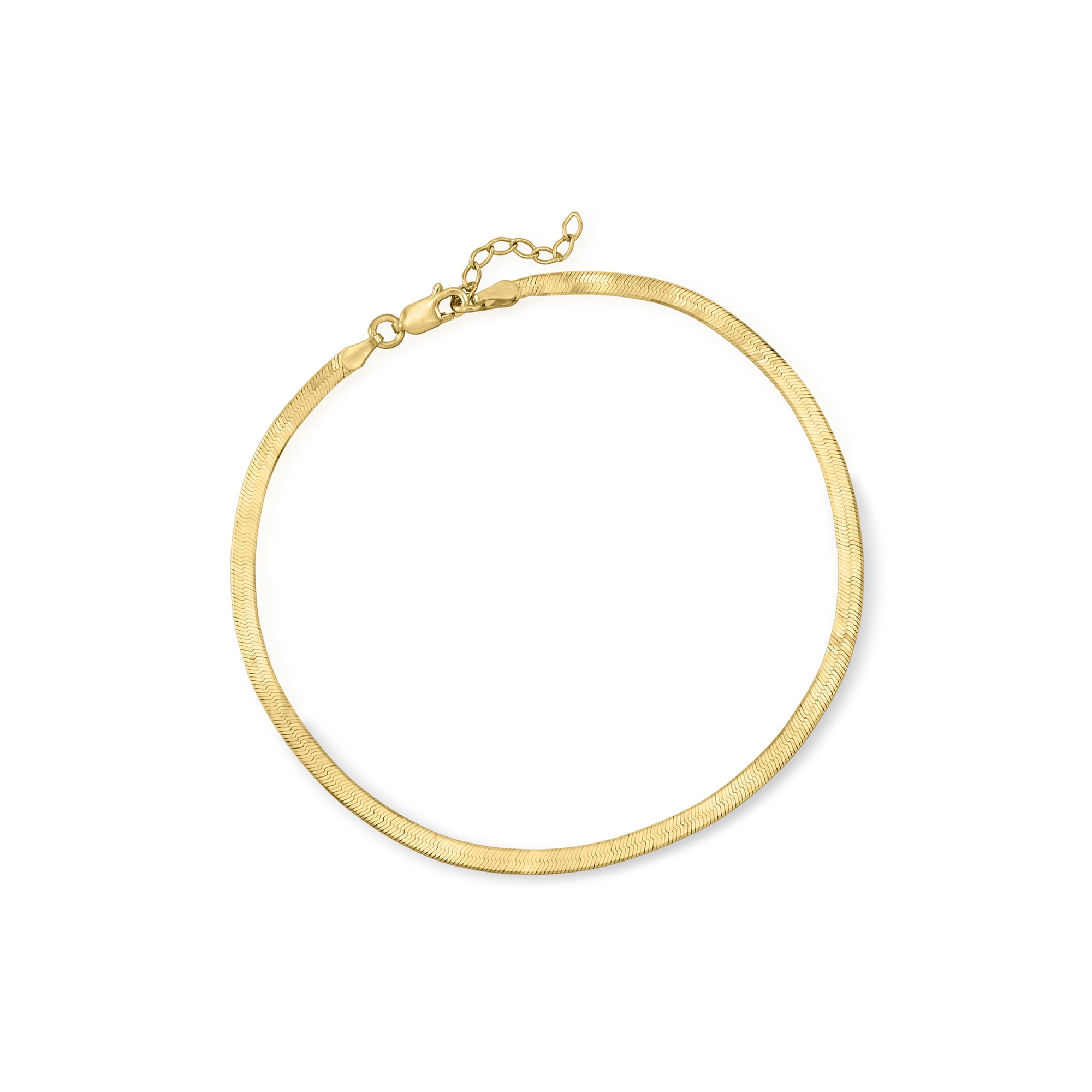 Ross-Simons 3mm 18kt Gold Over Sterling Herringbone Anklet, Women's, Adult