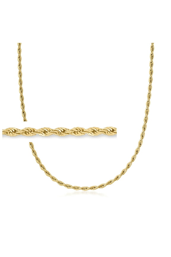 3mm Men's 18kt Gold Over Sterling Rope-Chain Necklace for Male, Adult