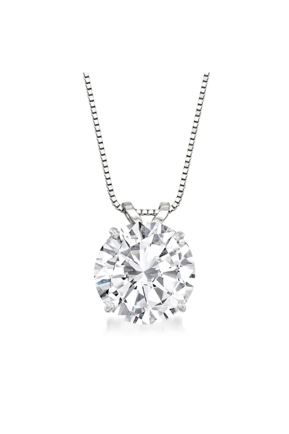 4.00 Carat CZ Solitaire Necklace in 14kt White Gold, Women's, Adult