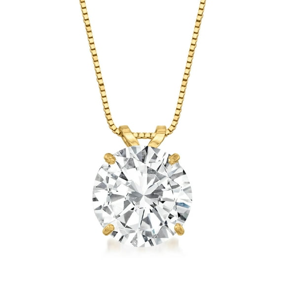 Ross-Simons 4.00 Carat CZ Solitaire Necklace in 14kt Yellow Gold, Women's, Adult