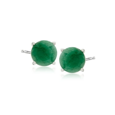 Ross-Simons 4.00 ct. t.w. Emerald Stud Earrings in Sterling Silver, Women's, Adult