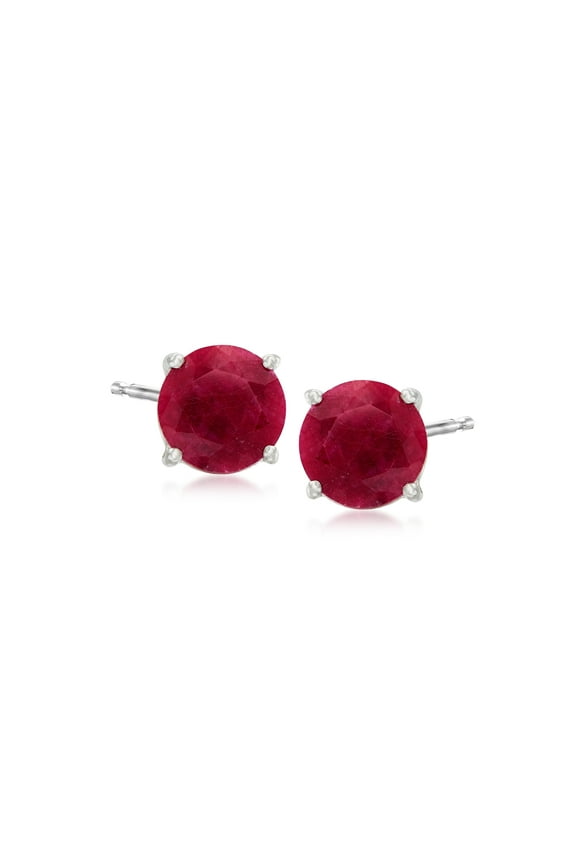 4.00 ct. t.w. Ruby Stud Earrings in Sterling Silver, Women's, Adult