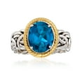 thumbnail image 1 of Ross-Simons 4.10 Carat London Blue Topaz Byzantine Ring in 14kt Yellow Gold and Sterling Silver, Women's, Adult, 1 of 5