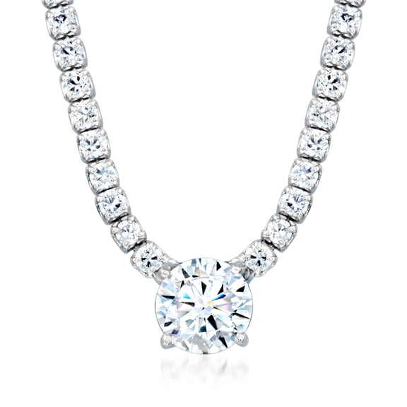 Ross-Simons 4.20 ct. t.w. CZ Solitaire-Style Tennis Necklace in Sterling Silver, Women's, Adult