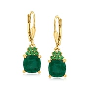 Ross-Simons 4.20 ct. t.w. Emerald Drop Earrings in 18kt Gold Over Sterling, Womens, Adult