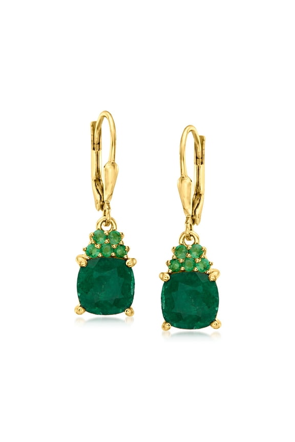 4.20 ct. t.w. Emerald Drop Earrings in 18kt Gold Over Sterling, Women's, Adult