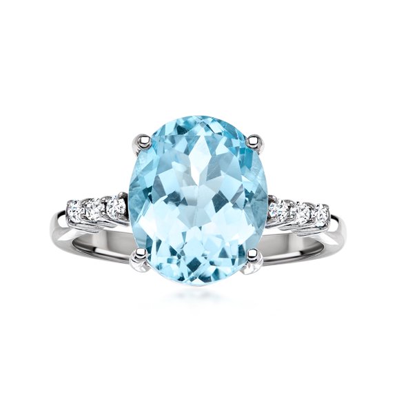 Ross-Simons 4.40 Carat Sky Blue Topaz Ring With .10 ct. t.w. White Topaz in Sterling Silver, Women's, Adult