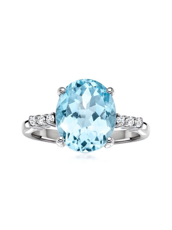4.40 Carat Sky Blue Topaz Ring With .10 ct. t.w. White Topaz in Sterling Silver, Women's, Adult