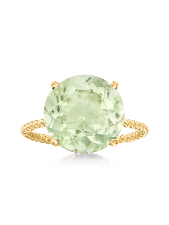 4.50 Carat Prasiolite Twist Rope Ring in 14kt Yellow Gold, Women's, Adult