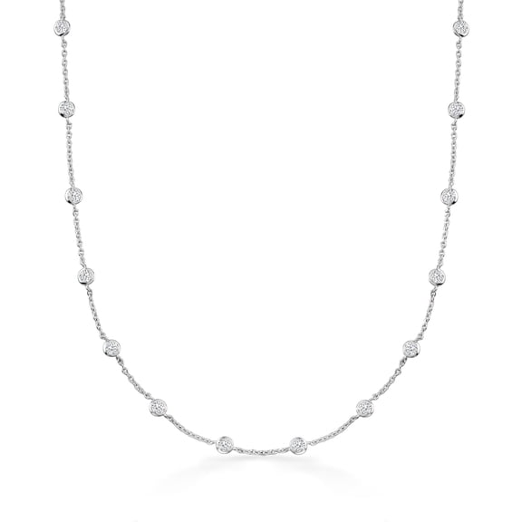 Ross-Simons 4.50 ct. t.w. Bezel-Set CZ Station Necklace in Sterling Silver, Women's, Adult