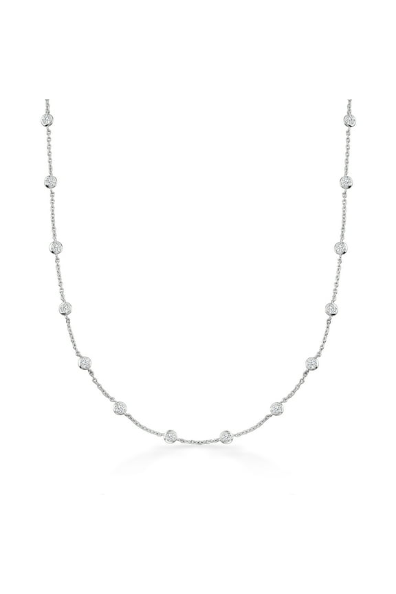 4.50 ct. t.w. Bezel-Set CZ Station Necklace in Sterling Silver, Women's, Adult