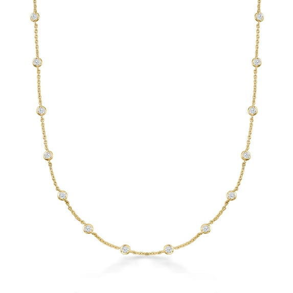 Ross-Simons 4.50 ct. t.w. CZ Station Necklace in 18kt Yellow Gold Over Sterling, Women's, Adult