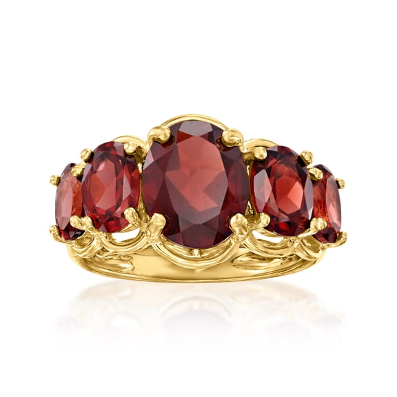 Ross-Simons 4.50 ct. t.w. Garnet 5-Stone Ring in 18kt Gold Over Sterling, Women's, Adult
