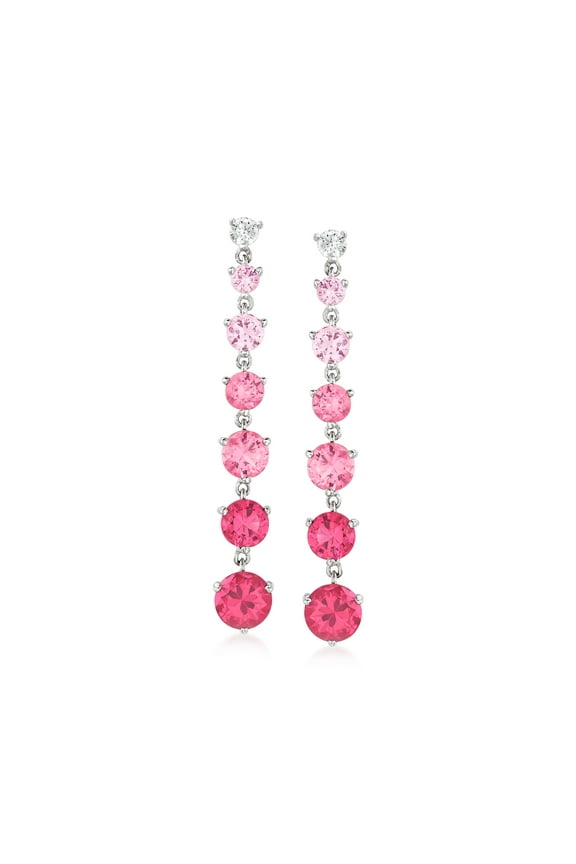4.50 ct. t.w. Simulated Pink Sapphire and .20 ct. t.w. CZ Drop Earrings in Sterling Silver, Women's, Adult