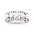 thumbnail image 1 of Ross-Simons 4.5mm Cultured Pearl and 1.00 ct. t.w. White Topaz Ring in Sterling Silver, Women's, Adult, 1 of 7