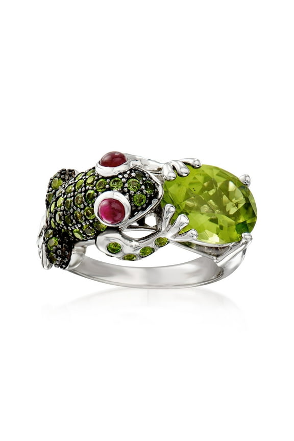 4.60 ct. t.w. Multi-Gemstone Frog Ring in Sterling Silver, Women's, Adult