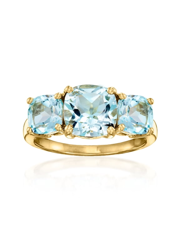 4.80 ct. t.w. Sky Blue Topaz 3-Stone Ring in 18kt Gold Over Sterling, Women's, Adult