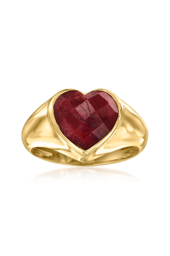 4.90 Carat Ruby Heart Ring in 18kt Gold Over Sterling, Women's, Adult