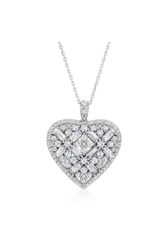 4.90 ct. t.w. CZ Heart Pendant Necklace in Sterling Silver, Women's, Adult
