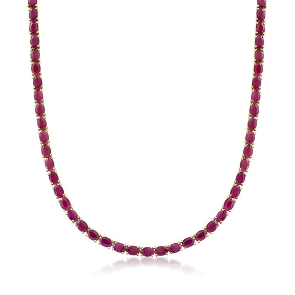 Ross-Simons 40.00 ct. t.w. Ruby Necklace in 18kt Gold Over Sterling, Women's, Adult