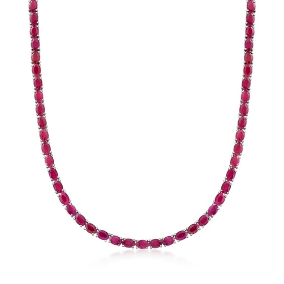 Ross-Simons 40.00 ct. t.w. Ruby Tennis Necklace in Sterling Silver, Women's, Adult