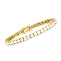 Ross-Simons 4mm Cultured Pearl Tennis Bracelet in 18kt Gold Over Sterling, Women's, Adult