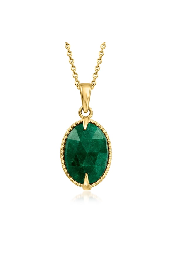 5.00 Carat Emerald Pendant Necklace in 18kt Gold Over Sterling, Women's, Adult