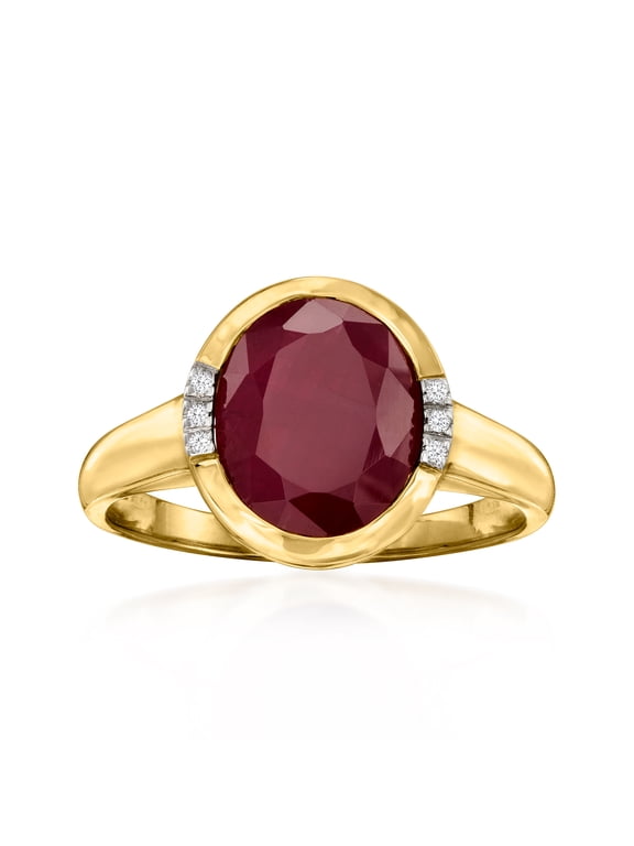 5.00 Carat Ruby Ring With Diamond Accents in 14kt Yellow Gold, Women's, Adult