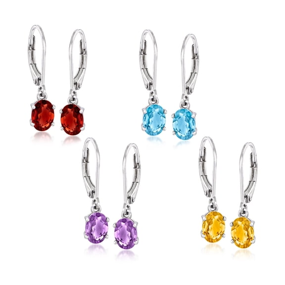 Ross-Simons 5.00 ct. t.w. Multi-Gemstone Jewelry Set: 4 Pairs Of Drop Earrings in Sterling Silver, Women's, Adult