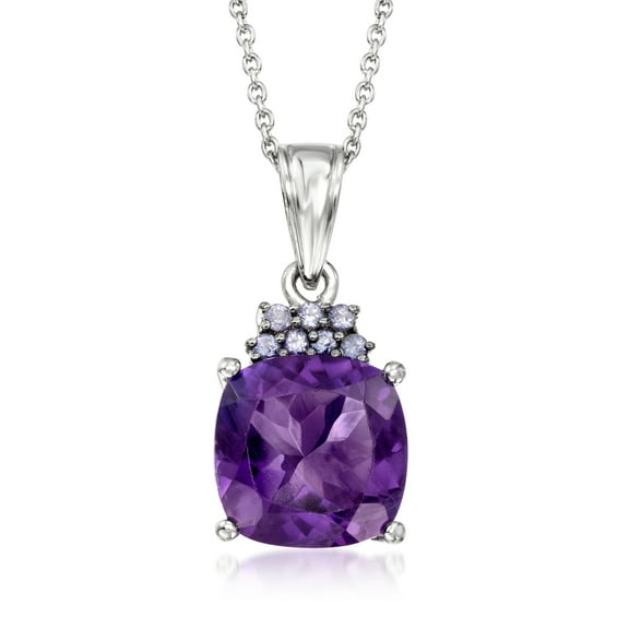 Ross-Simons 5.25 Carat Amethyst and .20 ct. t.w. Tanzanite Pendant Necklace in Sterling Silver, Women's, Adult