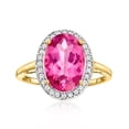 thumbnail image 1 of Ross-Simons 5.25 Carat Pink Topaz and .21 ct. t.w. Diamond Ring in 14kt Yellow Gold, Women's, Adult, 1 of 7