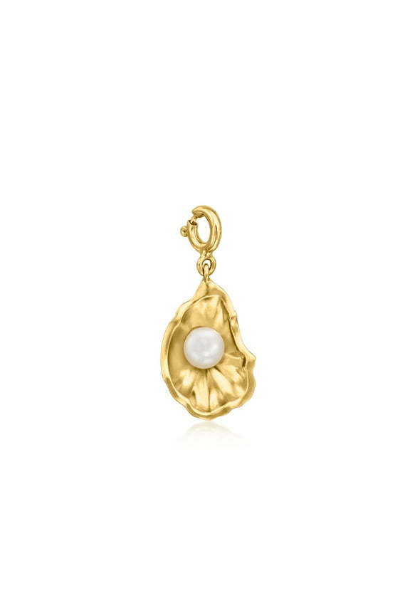 5-5.5mm Cultured Pearl Oyster Shell Charm in 18kt Gold Over Sterling, Women's, Adult