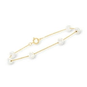 Ross-Simons 5-5.5mm Cultured Pearl Station Bracelet in 14kt Yellow Gold, Women's, Adult