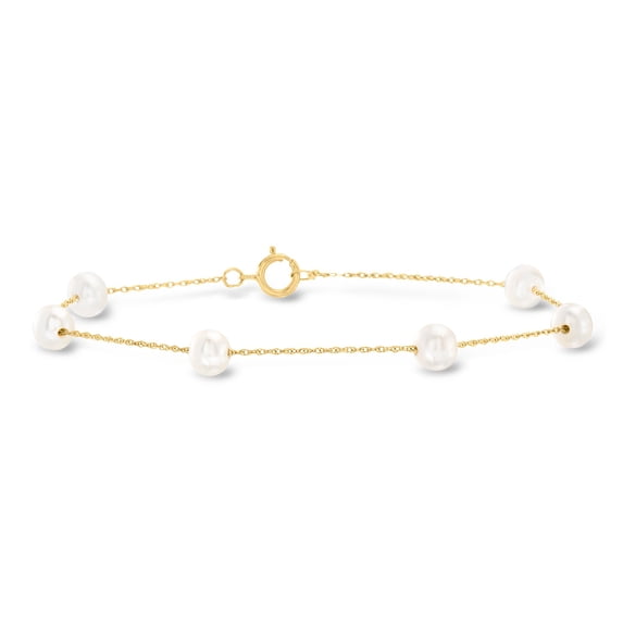 Ross-Simons 5-5.5mm Cultured Pearl Station Bracelet in 14kt Yellow Gold, Women's, Adult