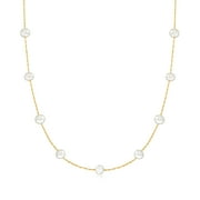 ROSS-SIMONS 5-5.Mm Cultured Pearl Station Necklace in 14kt Yellow Gold, Women's, Adult
