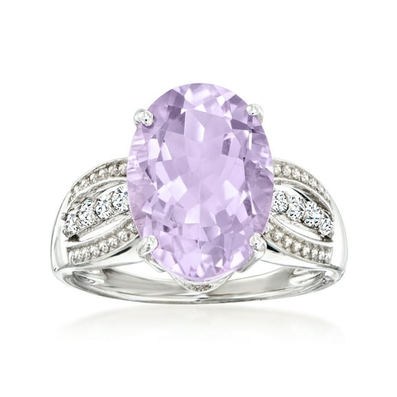 Ross-Simons 5.50 Carat Amethyst Ring With .40 ct. t.w. White Zircon in Sterling Silver, Women's, Adult