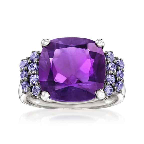 Ross-Simons 5.50 Carat Amethyst and .40 ct. t.w. Tanzanite Ring in Sterling Silver, Women's, Adult