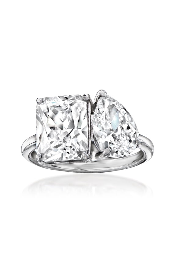 5.70 ct. t.w. CZ Toi Et Moi Ring in Sterling Silver, Women's, Adult