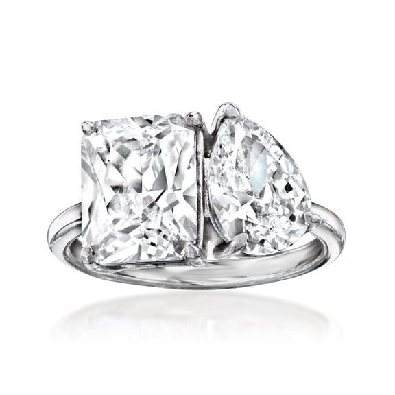 Ross-Simons 5.70 ct. t.w. CZ Toi Et Moi Ring in Sterling Silver, Women's, Adult