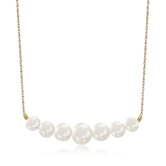 Ross-Simons 5-9mm Graduated Cultured Pearl Bar Necklace in 14kt Yellow Gold, Women's, Adult